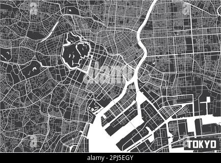 Minimalistisches Posterdesign mit Stadtplan von Tokio. Stock Vektor