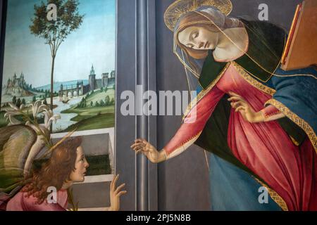 Detail der Cestello Verkündigung (1489) von Sandro Botticelli in den Uffizien, Florenz Stockfoto