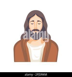 Face of Jesus Christus, flaches Design isoliert. Vektordarstellung. Vektordarstellung Stock Vektor