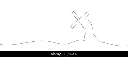 Zeichnung jesu christi mit dem Kreuz, das durchgehend gezogen ist. Vektordarstellung. Vektordarstellung Stock Vektor