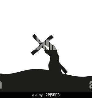 Jesus trägt das Kreuz auf weißem Hintergrund. Vektordarstellung Stock Vektor