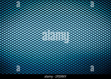 Metallischer Hintergrund. Stahloberfläche. Eisenblaues Netz. Abstraktes Metallblech Stockfoto