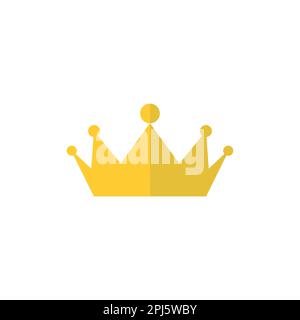 Flaches Kronensymbol. Kronendesign, goldene königliche Krone isoliert auf weißem Hintergrund Stock Vektor
