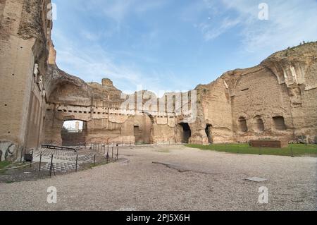 Ruinen der Caracalla-Bäder in Rom mit Mosaiken und Thermalbädern Stockfoto