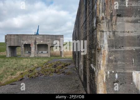 Batterie Fiemel. Deutscher Bunker aus dem Zweiten Weltkrieg. Stockfoto