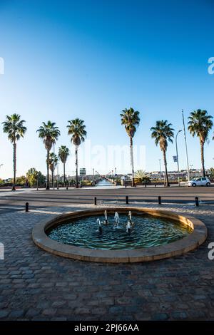 Blick auf die Palmas-Brücke in Badajoz Stockfoto