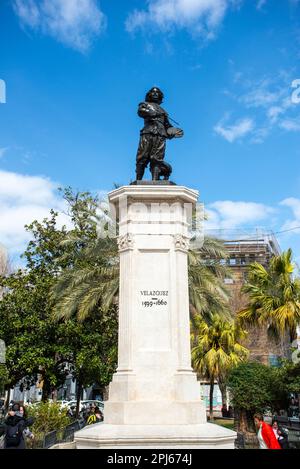 Statue von Diego Velázquez in Sevilla Stockfoto