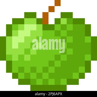 Grüner Apfel Pixel Art. Apple Retro-Logo im Spielstil. Vektordarstellung Stock Vektor