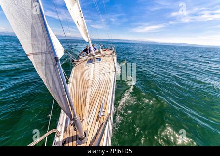 Segelyacht auf dem Bodensee, Immenstaad, Baden-Württemberg, Deutschland Stockfoto