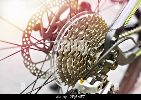 Wagen mit Kette Hinterrad Sport Mountain Bike closeup Stockfoto