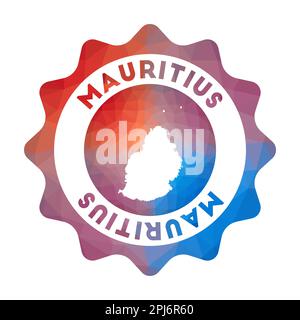 Mauritius Low Poly Logo. Buntes Reiselogo mit Farbverlauf der Insel im geometrischen Stil. Stock Vektor