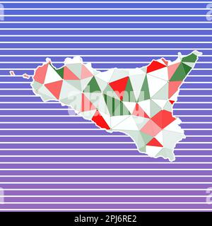 Sicilia-Vektor-Illustration. Sicilia-Design auf verlaufendem Streifen-Hintergrund. Technologie, Internet, Netzwerk, Telekommunikationskonzept. Stock Vektor