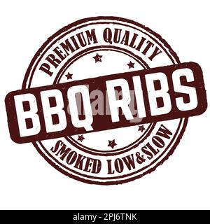 Grillrippen Grunge-Gummistempel auf weißem Hintergrund, Vektordarstellung Stock Vektor