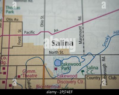 Übersichtsansicht der Karte mit Schwerpunkt auf Salina Kanas Stockfoto