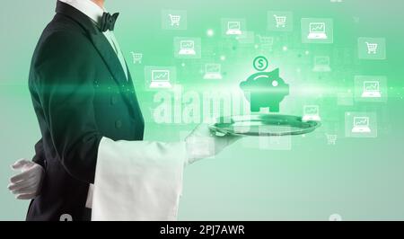 Kellner serviert Geschäftsidee Konzept Stockfoto