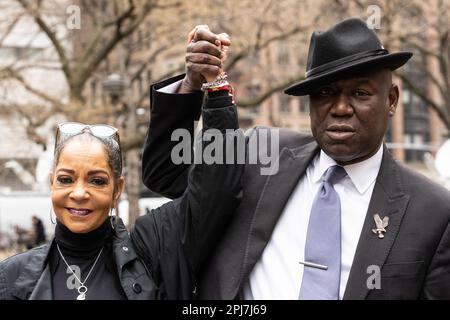 Kathryn Griffin-Townsend nimmt am 31. März 2023 am Collect Pond Park in New York als Anwalt Teil. Ben Crump spricht über Rechte an geistigem Eigentum in der Ed Sheeran-Urheberrechtsklage Stockfoto