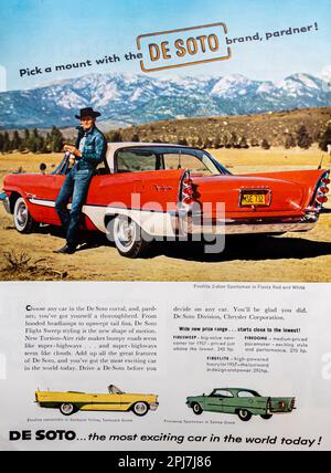 '57 De Soto Automobile Werbespot in einem NatGeo Magazin, Mai 1957 Stockfoto