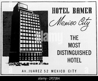Hotel Bamer Mexico City Werbespot in einer Zeitschrift NatGeo, Mai 1957 Stockfoto