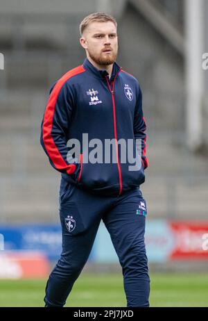 St. Helens, Merseyside, England, 31. März 2023. Wakefields Morgan Smith kommt, um einen Blick auf das Spielfeld zu werfen während des St. Helens Rugby Football Club V Wakefield Trinity Rugby League Football Club im Totally Wicked Stadium, der Betfred Super League (Abbild: ©Cody Froggatt/Alamy Live News) Stockfoto