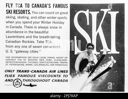 Werbung für Trans-Canada Airlines in einem Magazin in NatGeo, November 1959 Stockfoto