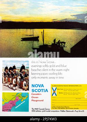 Reisewerbung Nova Scotia Canada in einem Magazin in NatGeo, März 1969 Stockfoto