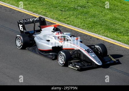 16 BROWNING Luke (gbr), HITECH GP, Action während der 2. Runde der FIA Formel-3-Meisterschaft 2023 vom 31. März bis 2. April 2023 auf dem Albert Park Circuit in Melbourne, Australien – Photo Xavi Bonilla/DPPI Stockfoto