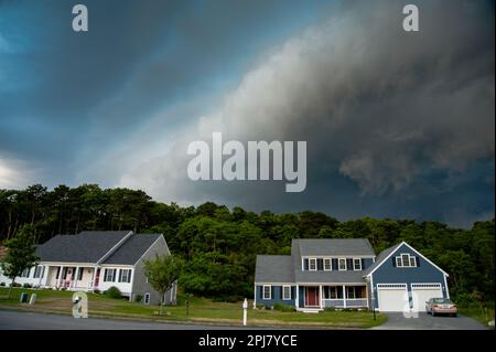 Tornado warnte vor Gewitter in Cape Cod, Massachusetts Stockfoto