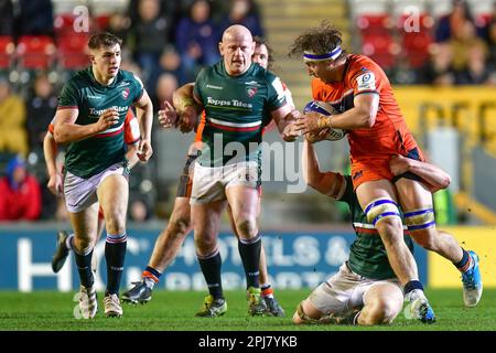 Leicester Tigers Rugby gegen Edinburgh Rugby Team am 31. März 2023 im Mattioli Stadium in Leicester, Großbritannien. Jamie Ritchie (Edinburgh) im Mattioli Rugby Stadium, Leicester, UK Kredit: Mark Dunn/Alamy Live News Stockfoto