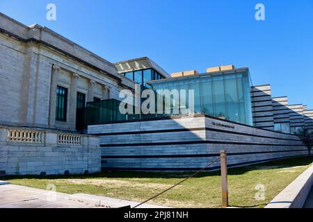 Die alten und neuen Gebäude des Cleveland Museum of Art. Stockfoto