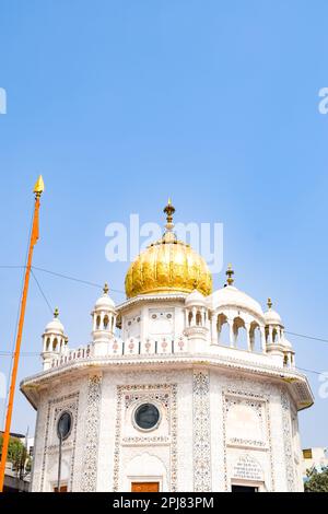 Blick auf Details der Architektur im Goldenen Tempel (Harmandir Sahib) in Amritsar, Punjab, Indien, berühmtes indisches sikh-Wahrzeichen, Goldener Tempel, Mai Stockfoto