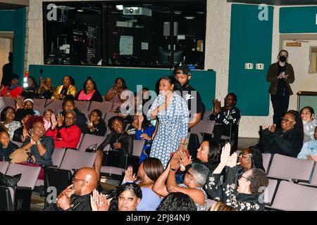 Las Vegas, NV, USA. 31. März 2023. Tatyana Ali at Giving Hope: The Ni'Cola Mitchell Story Advanced Screening at the West Las Vegas Library Theatre in Las Vegas, Nevada, am 31. März 2023. Kredit: Dee Cee Carter/Media Punch/Alamy Live News Stockfoto