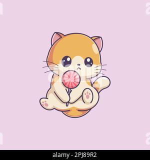 Süßes Kätzchen mit einem Lutscher Stock Vektor