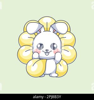 Der süße Hase wird zum Blumenkarikatur Stock Vektor