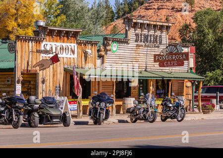 Stadt Hulett mit Wild West Saloons, Wyoming, Vereinigte Staaten von Amerika Stockfoto