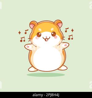 Süßes Hamster-Sing-Cartoon-Design Stock Vektor