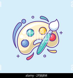 Farbpalette mit Malwerkzeugen für Pinsel Stock Vektor