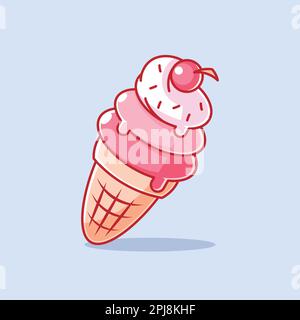 Drei Kugeln Eiscreme-Cartoon Stock Vektor