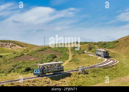 10. Juli 2022: Llandudno, Nordwales, Vereinigtes Königreich - die Straßenbahn Llandudno, unsere einzige Straßenbahnlinie, die in Großbritannien noch existiert, und eine von nur drei in t Stockfoto