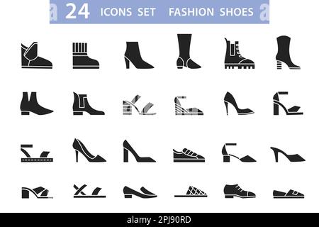 Damenschuhe Icons Set, Glyph Schuh Flat Icon Pack Stock Vektor