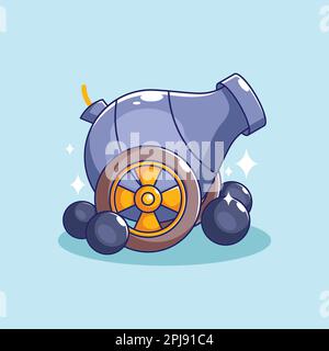 Kanonendesign im Cartoon-Stil auf blauem Hintergrund Stock Vektor