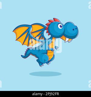 Süßer fliegender Drache im Cartoon-Stil Stock Vektor