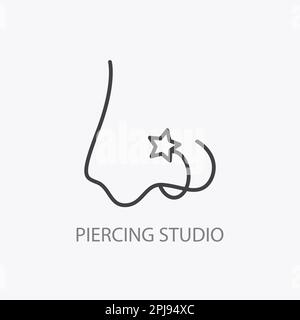 Logo-Vorlage Für Piercing Studio. Symbol Für Durchstochene Nase Stock Vektor