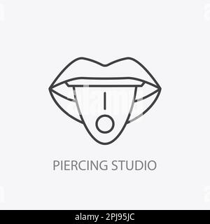 Logo-Vorlage Für Piercing Studio. Symbol Für Durchbohrte Zunge Stock Vektor