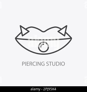Logo-Vorlage Für Piercing Studio. Symbol Für Durchstochene Lippen Stock Vektor