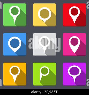 Flache helle Kartensymbole, Vektor EPS10-Abbildung Stock Vektor