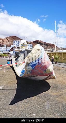 Migrantenboote im Hafen von La Restinga, El Hierro, Kanarische Inseln, Spanien, Europa, Stockfoto