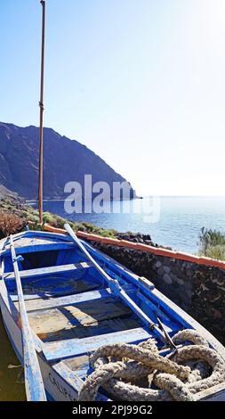 Migrantenboote im Hafen von La Restinga, El Hierro, Kanarische Inseln, Spanien, Europa, Stockfoto