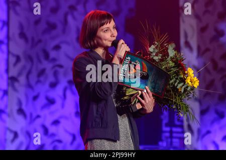 Breslau, Polen. 1. April 2023. Marina Mashtaler - Ukrainisch ist Schauspielerin des EJ-Theaters. - Ja, Ich Weiß Am 1. April 2023 gewann sie beim 43. Stage Song Festival in Breslau vier Auszeichnungen. In PIC: Marina Mashtaler (Kreditbild: © Krzysztof Zatycki/ZUMA Press Wire) NUR REDAKTIONELLE VERWENDUNG! Nicht für den kommerziellen GEBRAUCH! Kredit: ZUMA Press, Inc./Alamy Live News Stockfoto