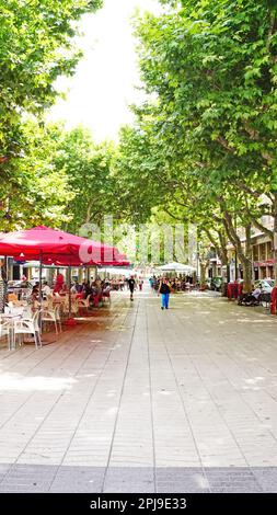 Panoramablick auf El Vendrell, Tarragona, Bajo Penedés, Penedés, Catalunya, Spanien, Europa Stockfoto