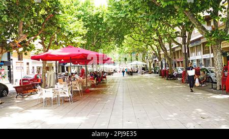 Panoramablick auf El Vendrell, Tarragona, Bajo Penedés, Penedés, Catalunya, Spanien, Europa Stockfoto